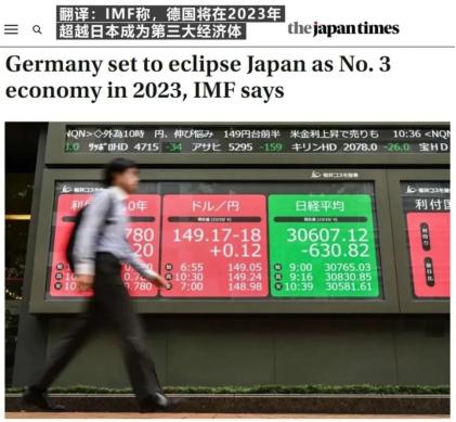日本名义GDP跌出全球前三 被德国反超