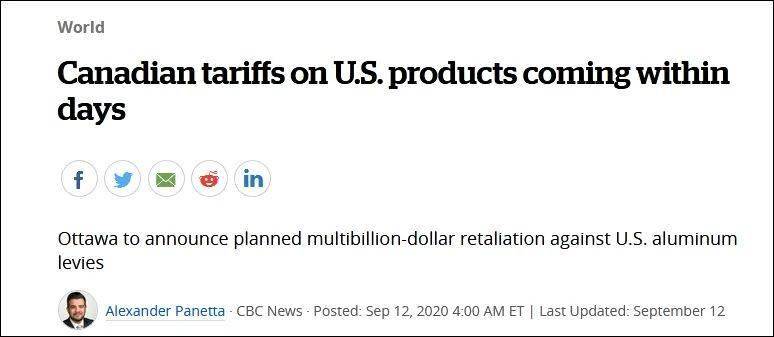 谈崩了？加拿大将以关税进行报复