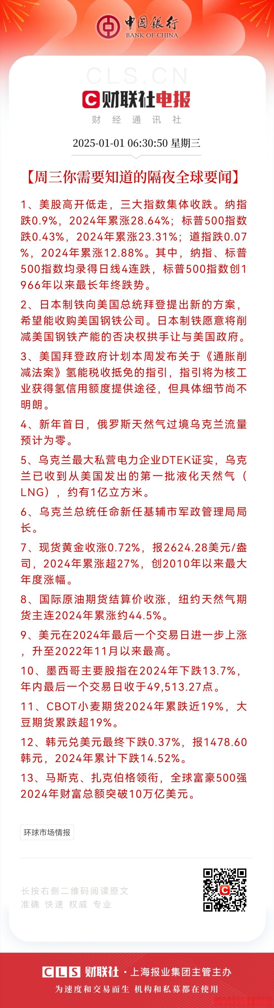 全球市场：道指、标普日线八连涨 微软大涨逾7% 国际金价跌近3%