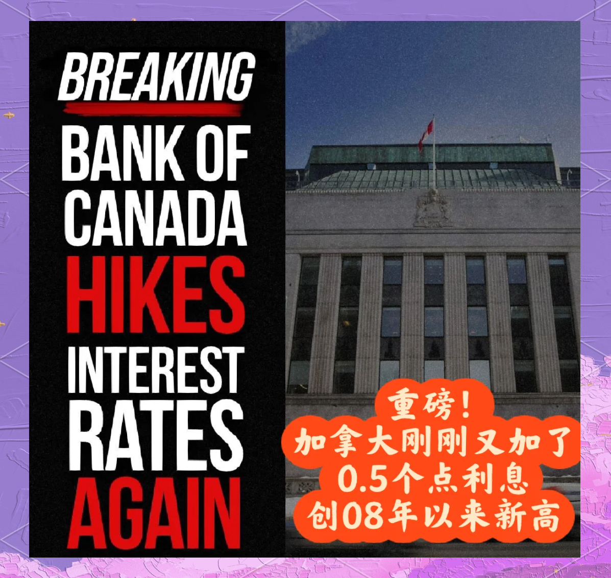 加拿大央行如期降息25个基点 强调经济面临下行风险